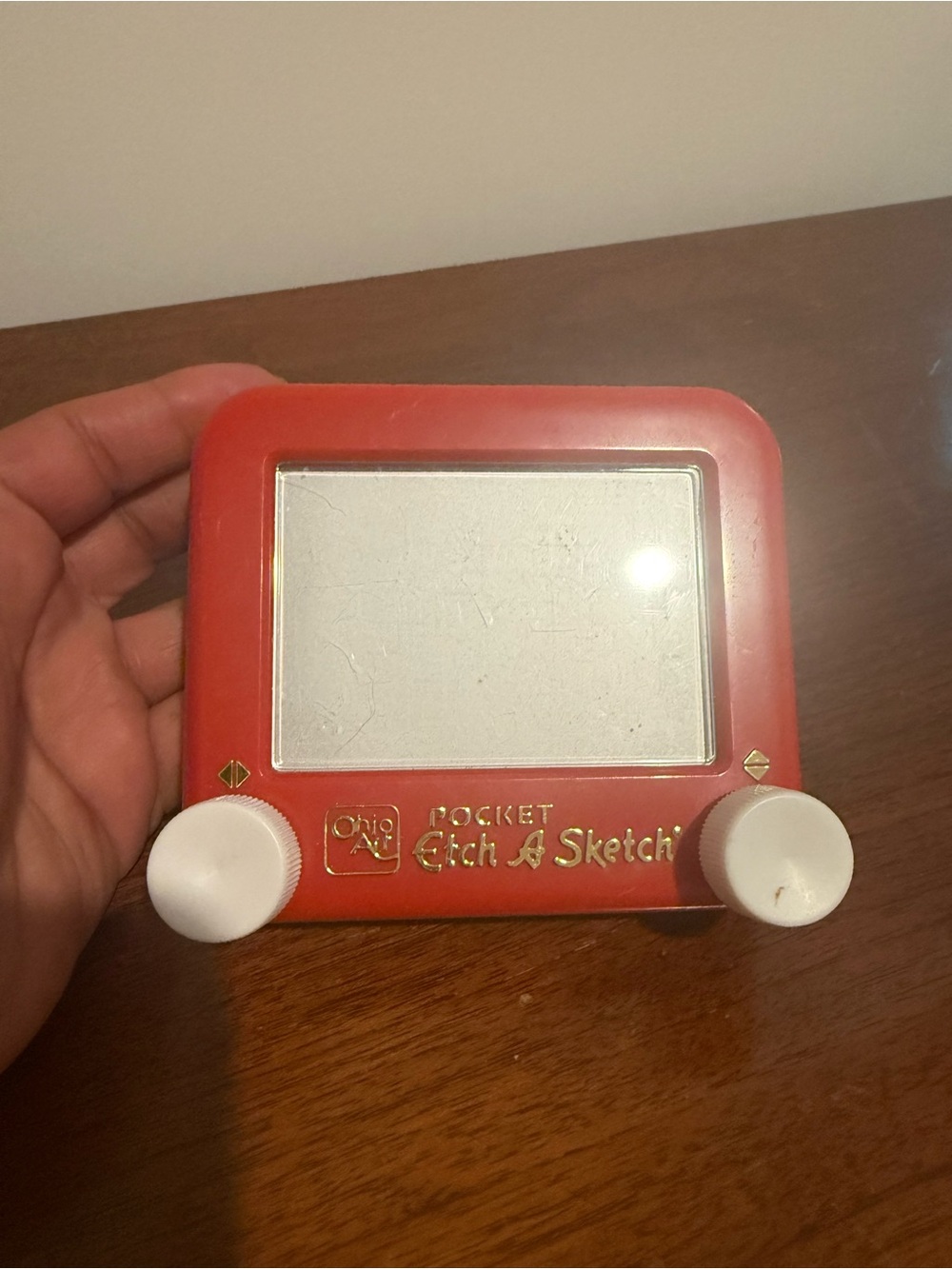 90s vintage Pocket Etch A Sketch Red Handheld Toy